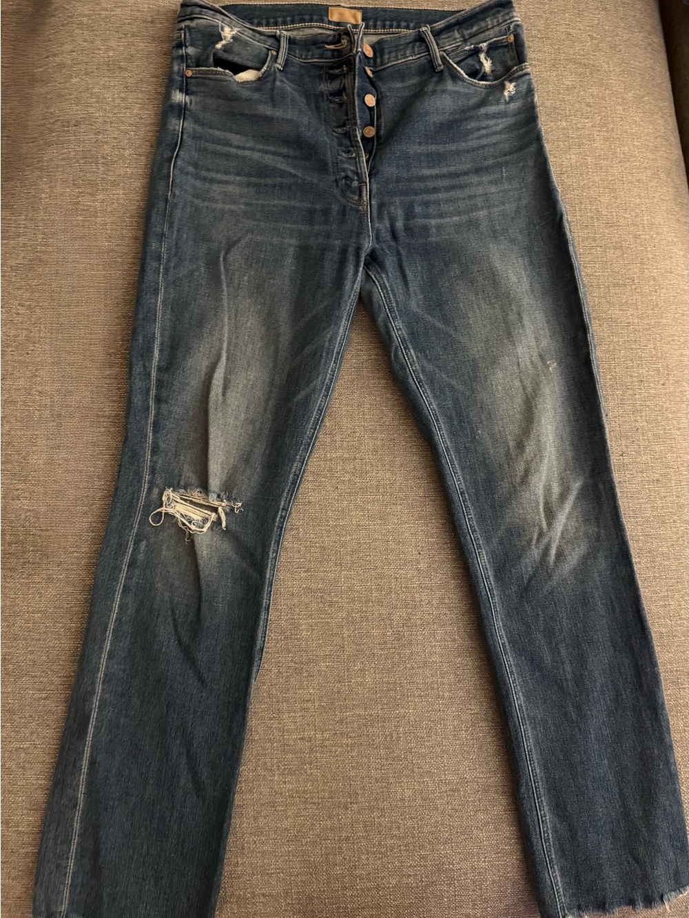 MOTHER The Pixie Dazzler Ankle Fray Straight Leg Jeans Love Pop Size 31